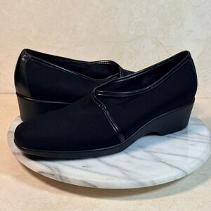 Munro American Dana‎ Walking Wedge Black Fabric Comfort Shoes Women's 9 W